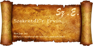 Szekretár Ervin névjegykártya